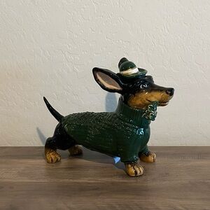 Blue Sky Green St Patrick’s Day Ceramic Dachshund Doxie Figurine